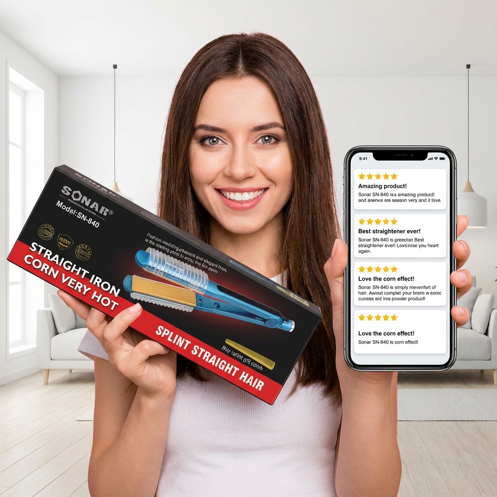 Professional Hair Straightener and Crimping Iron with Ceramic Heating Plates, Fast Heating Hair Styling Tool for Straightening, Crimping and Split-End Trimming, Electric Hair Styling Iron for Women and Salon Home Use
