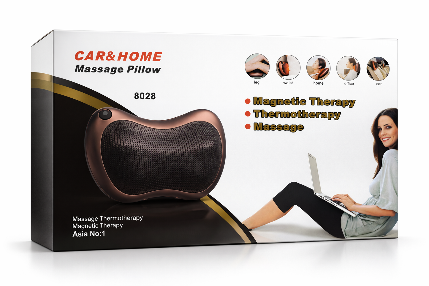Electric Shiatsu Neck and Back Massage Pillow with Heat, Deep Tissue Kneading Massager Cushion for Neck, Shoulders, Back and Legs, Portable Massage Cushion for Home, Office and Car Use
