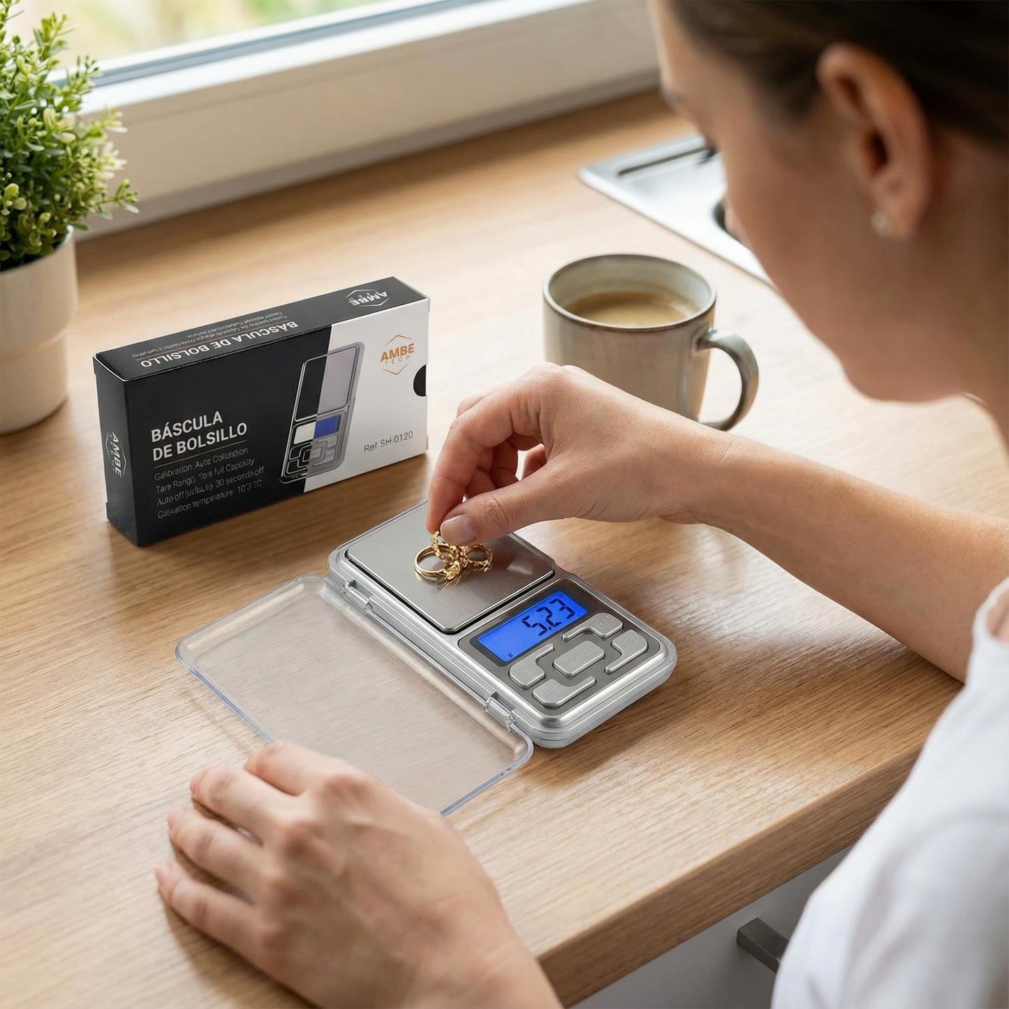 Portable Digital Pocket Scale– Precision Mini Weighing Scale with Backlit LCD Display, Tare Function and Stainless Steel Platform