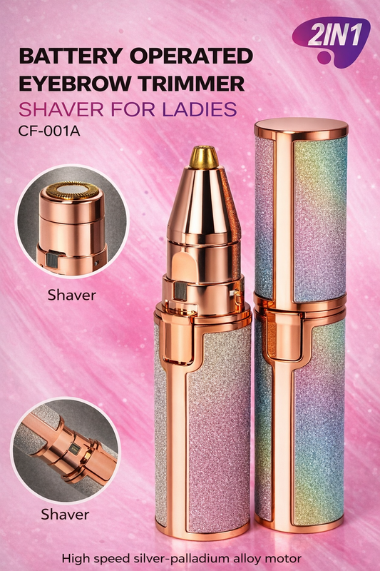 2-in-1 Electric Eyebrow Trimmer and Facial Hair Remover for Women – Portable Precision Shaver for Eyebrows, Upper Lip and Face