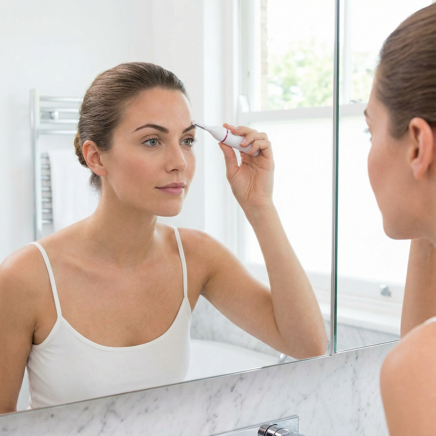 Electric Facial Hair Remover and Precision Beauty Trimmer for Women, Portable Eyebrow and Face Hair Removal Device with Precision Head for Sensitive Areas, Battery Powered Beauty Styler