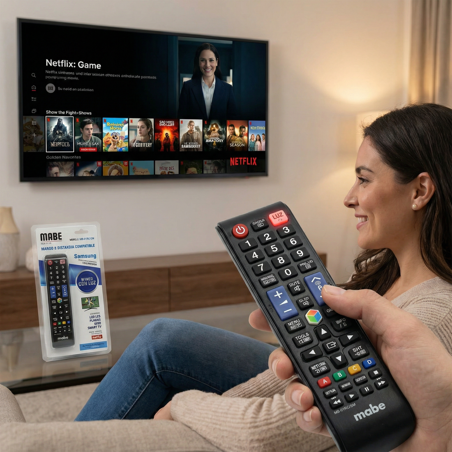 Universal Replacement Remote Control Compatible with Samsung Smart TVs – Backlit Remote for LCD, LED, QLED, Plasma and Smart TVs with Netflix Shortcut