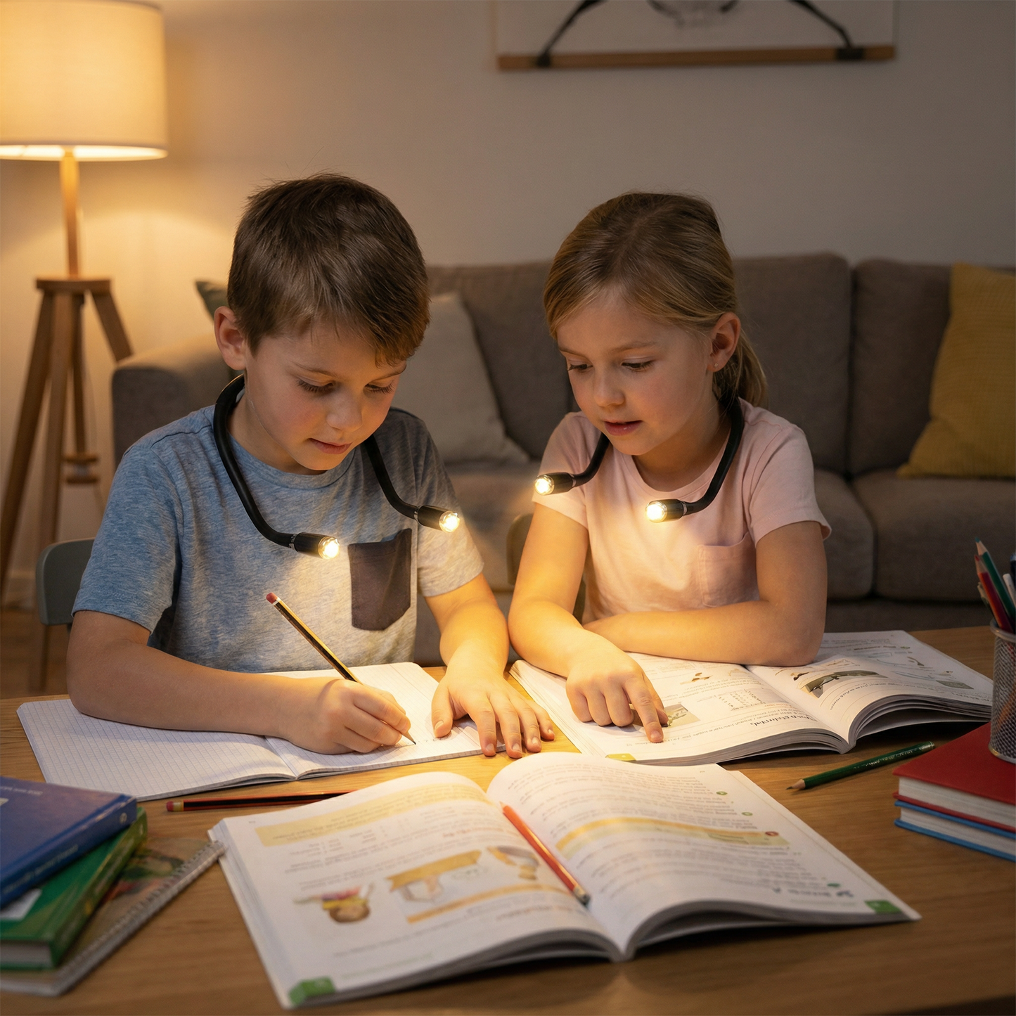 Flexible Neck LED Reading Light with Dual Adjustable Lamps, Hands-Free Neck Light for Reading, Crafting, Repair Work, Camping and Night Activities, Battery Powered Portable Book Light