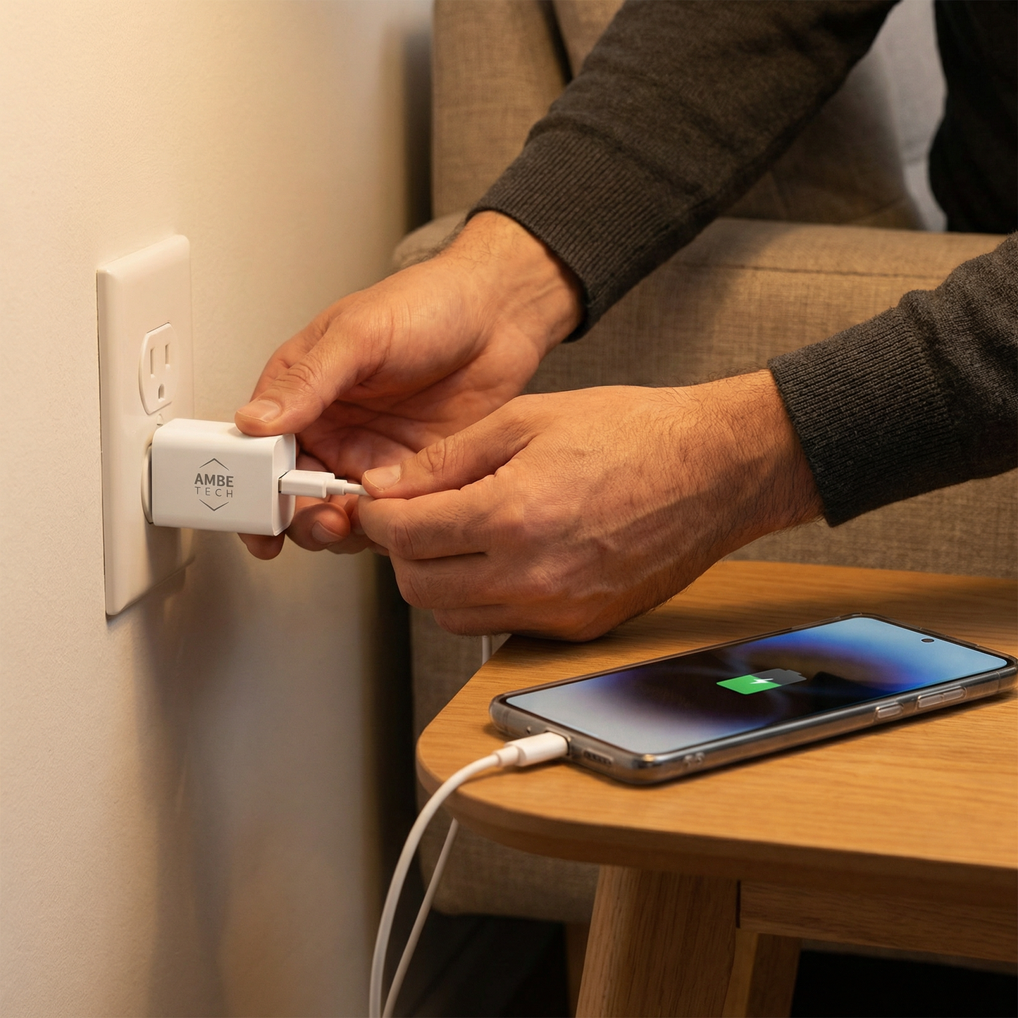 18W Fast Charging Wall Adapter with USB Type-C Cable – Quick Charge 3.0 Power Plug, 1 Meter USB-C Cable Included, Smart Safety Protection