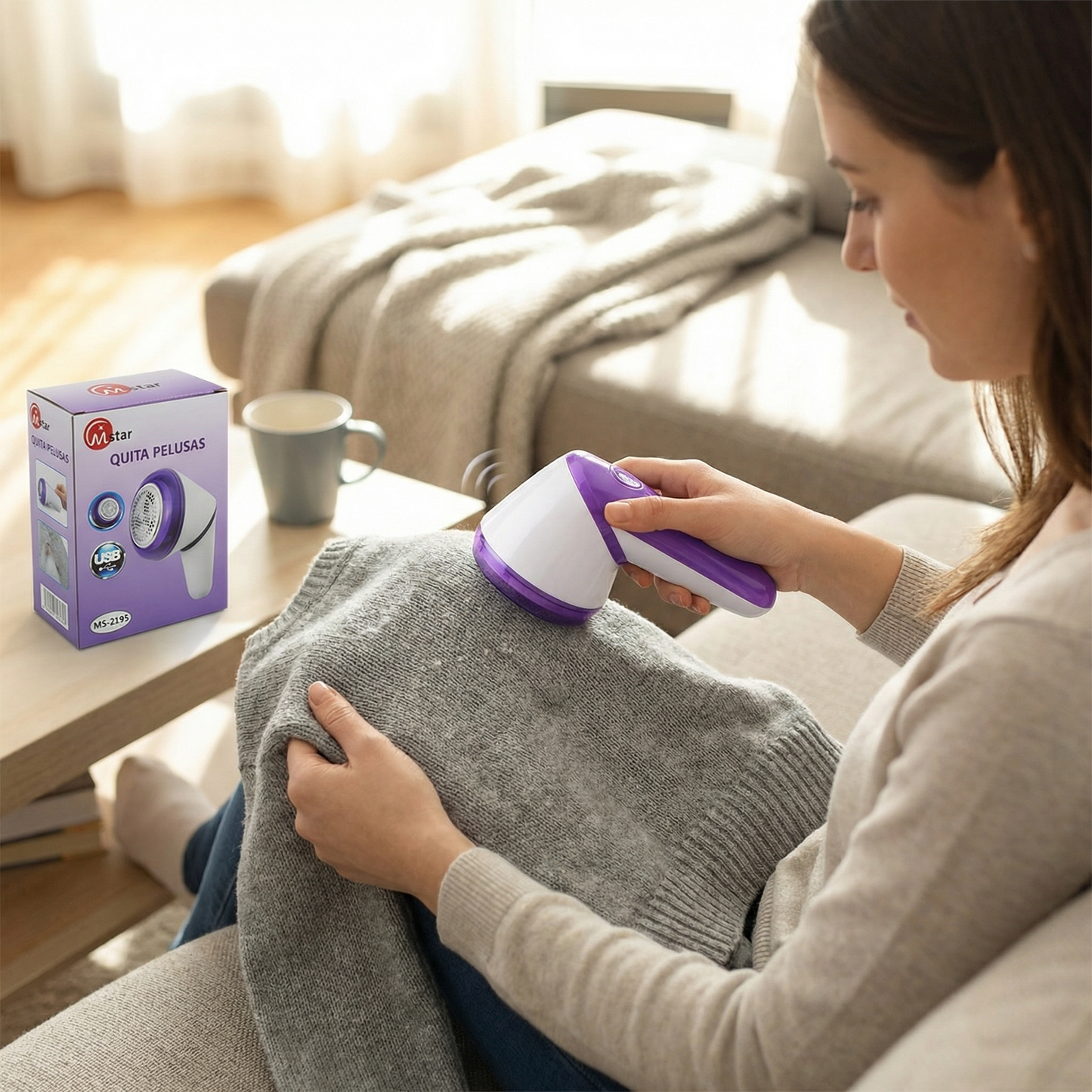 USB Rechargeable Electric Fabric Shaver and Lint Remover for Clothes, Portable Sweater Defuzzer for Removing Lint, Fuzz and Pills from Clothing, Upholstery, Blankets and Fabrics