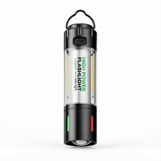 Linterna de camping LED recargable de 600 lúmenes con carga USB-C, 3 modos de iluminación y resistente al agua