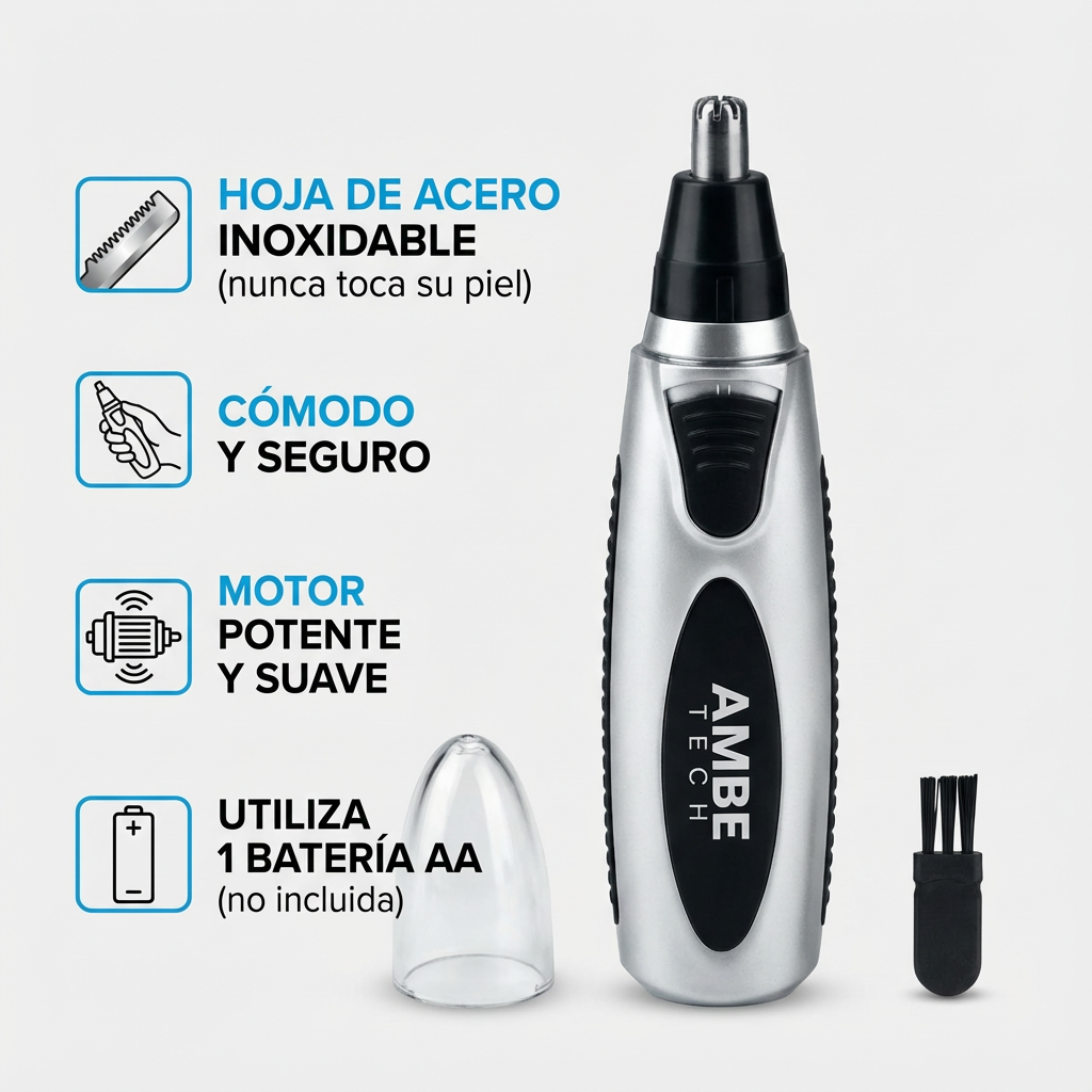 Electric Nose and Ear Hair Trimmer – Portable Precision Facial Hair Grooming Trimmer for Nose, Ears and Eyebrows with Stainless Steel Blade