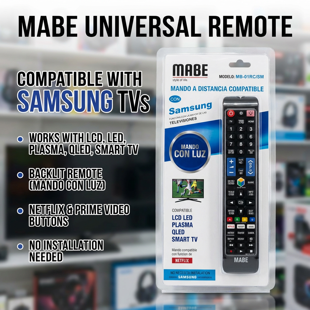 Universal Replacement Remote Control Compatible with Samsung Smart TVs – Backlit Remote for LCD, LED, QLED, Plasma and Smart TVs with Netflix Shortcut
