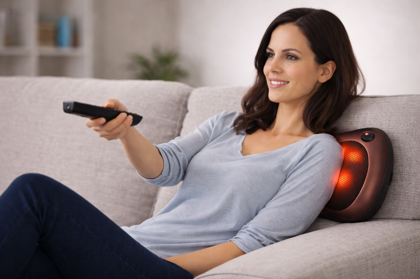 Electric Shiatsu Neck and Back Massage Pillow with Heat, Deep Tissue Kneading Massager Cushion for Neck, Shoulders, Back and Legs, Portable Massage Cushion for Home, Office and Car Use