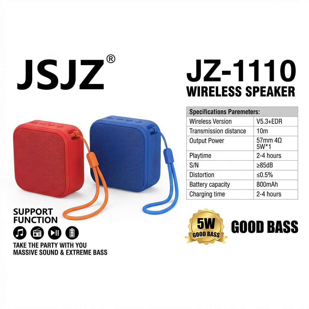 Portable Wireless Bluetooth Speaker with Deep Bass – Rechargeable Compact Mini Speaker with Lanyard Strap