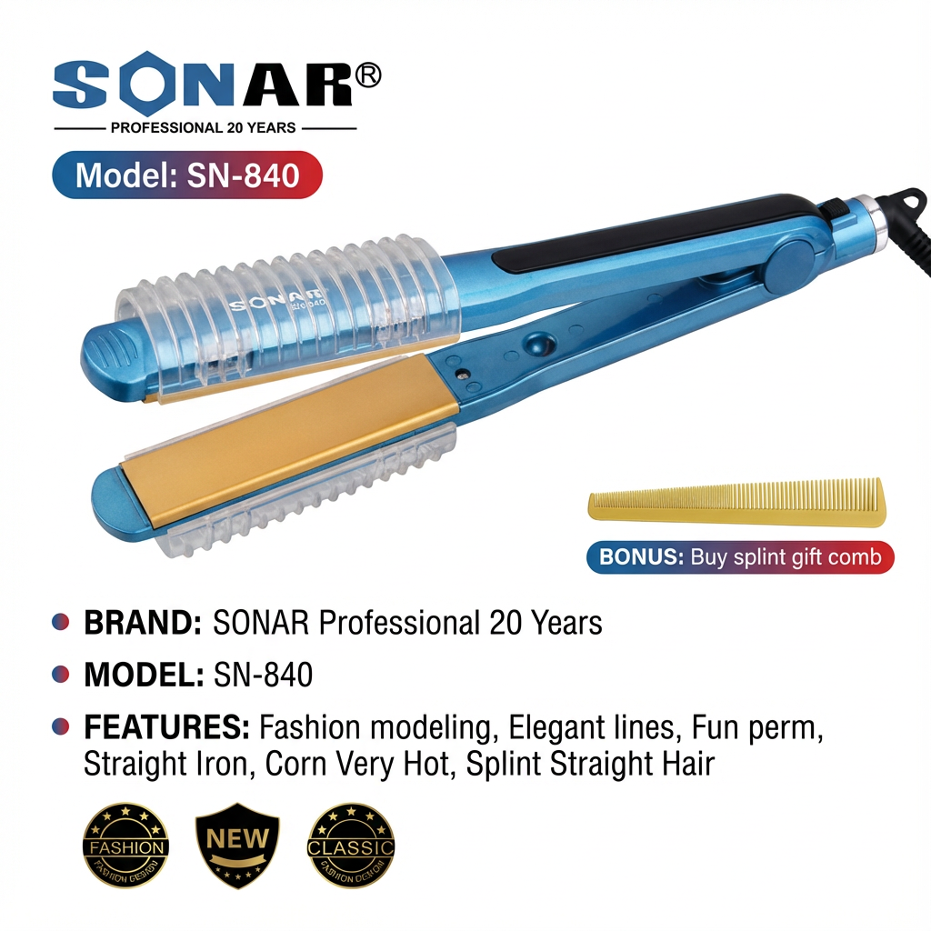 Professional Hair Straightener and Crimping Iron with Ceramic Heating Plates, Fast Heating Hair Styling Tool for Straightening, Crimping and Split-End Trimming, Electric Hair Styling Iron for Women and Salon Home Use
