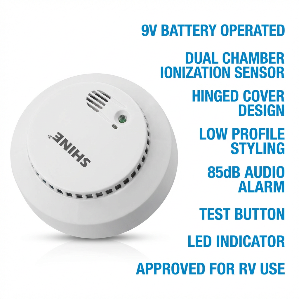 Battery Operated Smoke Detector with Loud Alarm and Test Button, 9V Battery Powered Fire Smoke Alarm for Home, Kitchen, Office, RV and Apartment Safety Protection