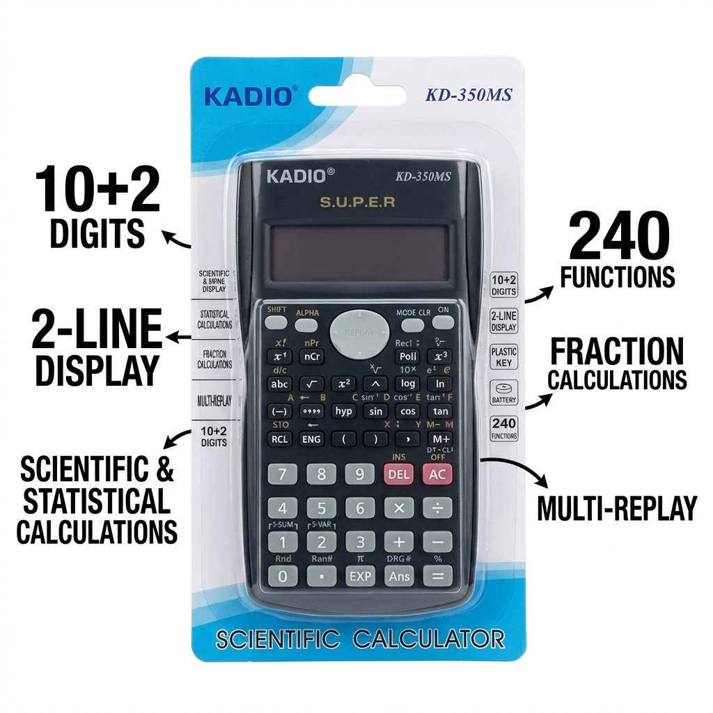 Scientific Calculator with 240 Functions – 2 Line Display Math Calculator for School, College and Engineering Calculations