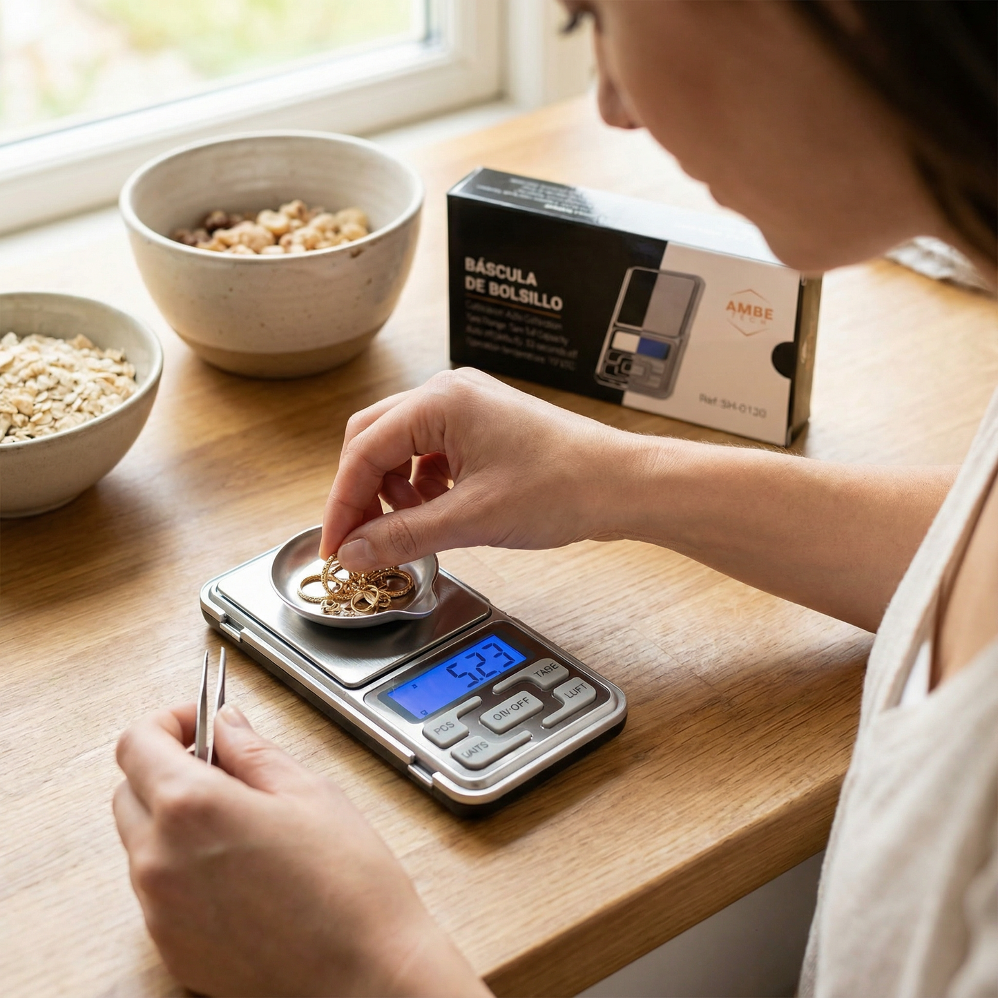 Portable Digital Pocket Scale– Precision Mini Weighing Scale with Backlit LCD Display, Tare Function and Stainless Steel Platform