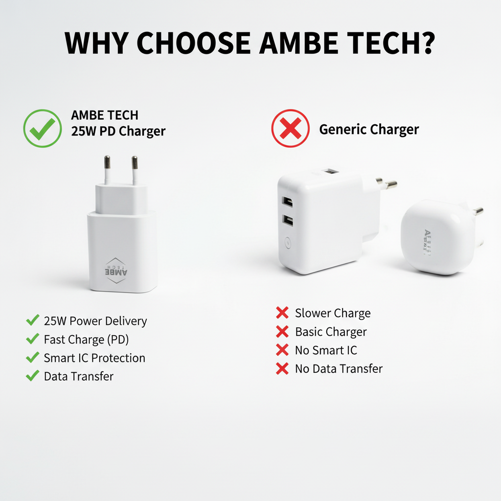 25W PD Fast Charging Wall Adapter – USB-C Power Delivery Charger with Smart IC Protection, Compact Travel Power Plug