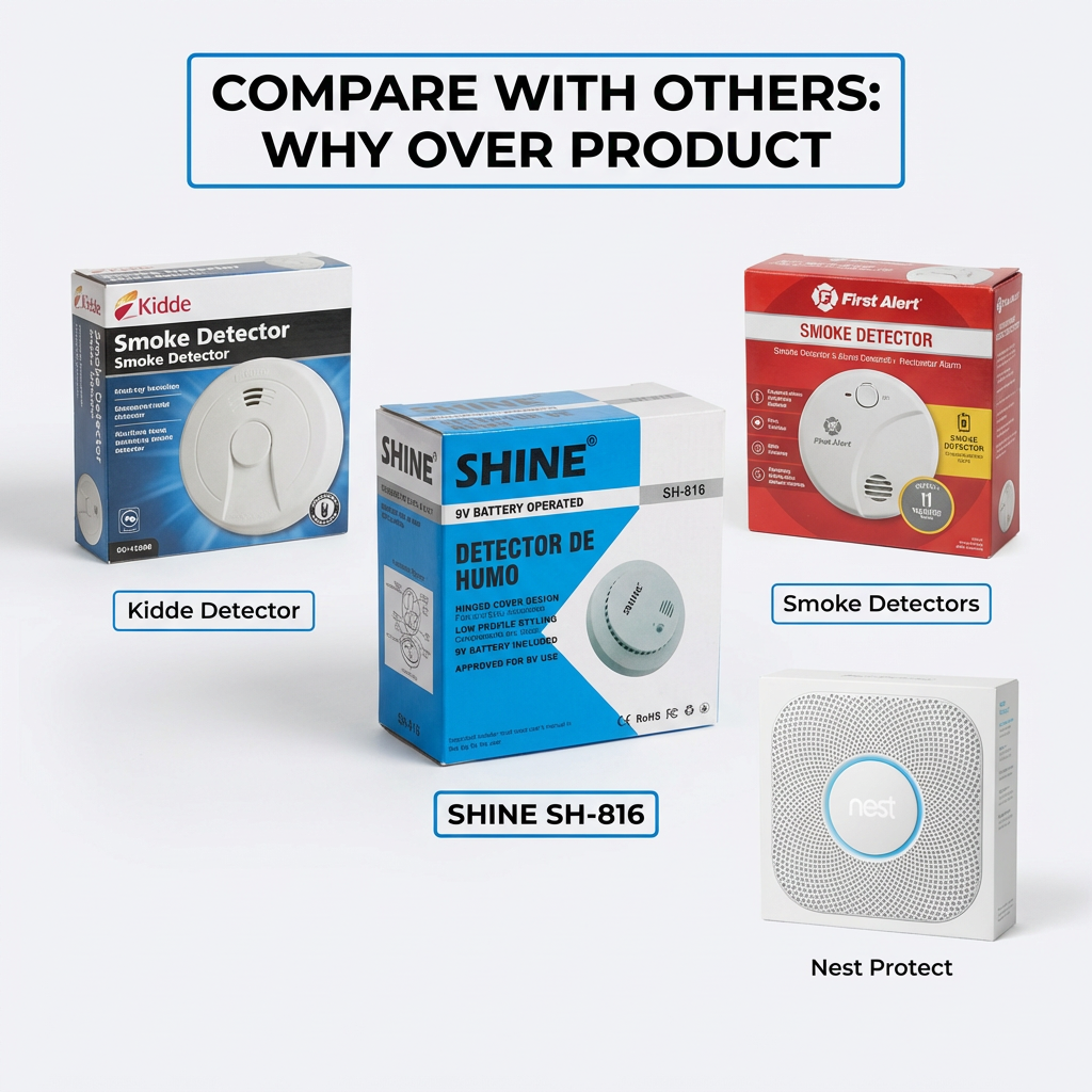 Battery Operated Smoke Detector with Loud Alarm and Test Button, 9V Battery Powered Fire Smoke Alarm for Home, Kitchen, Office, RV and Apartment Safety Protection