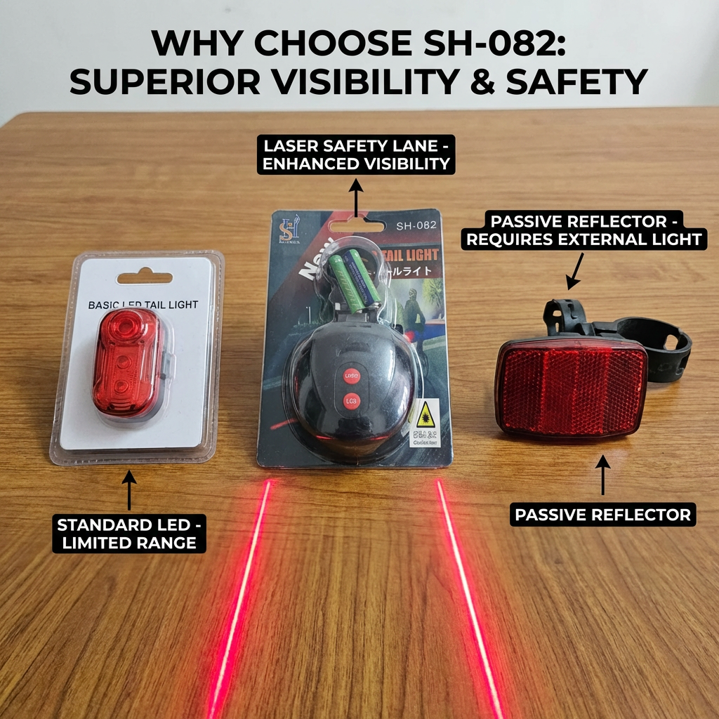 Bicycle Laser Tail Light with LED Safety Light, Battery Powered Bike Rear Warning Light with Laser Lane Projection, Waterproof Cycling Tail Lamp for Road Bike, Mountain Bike and Night Riding Safety