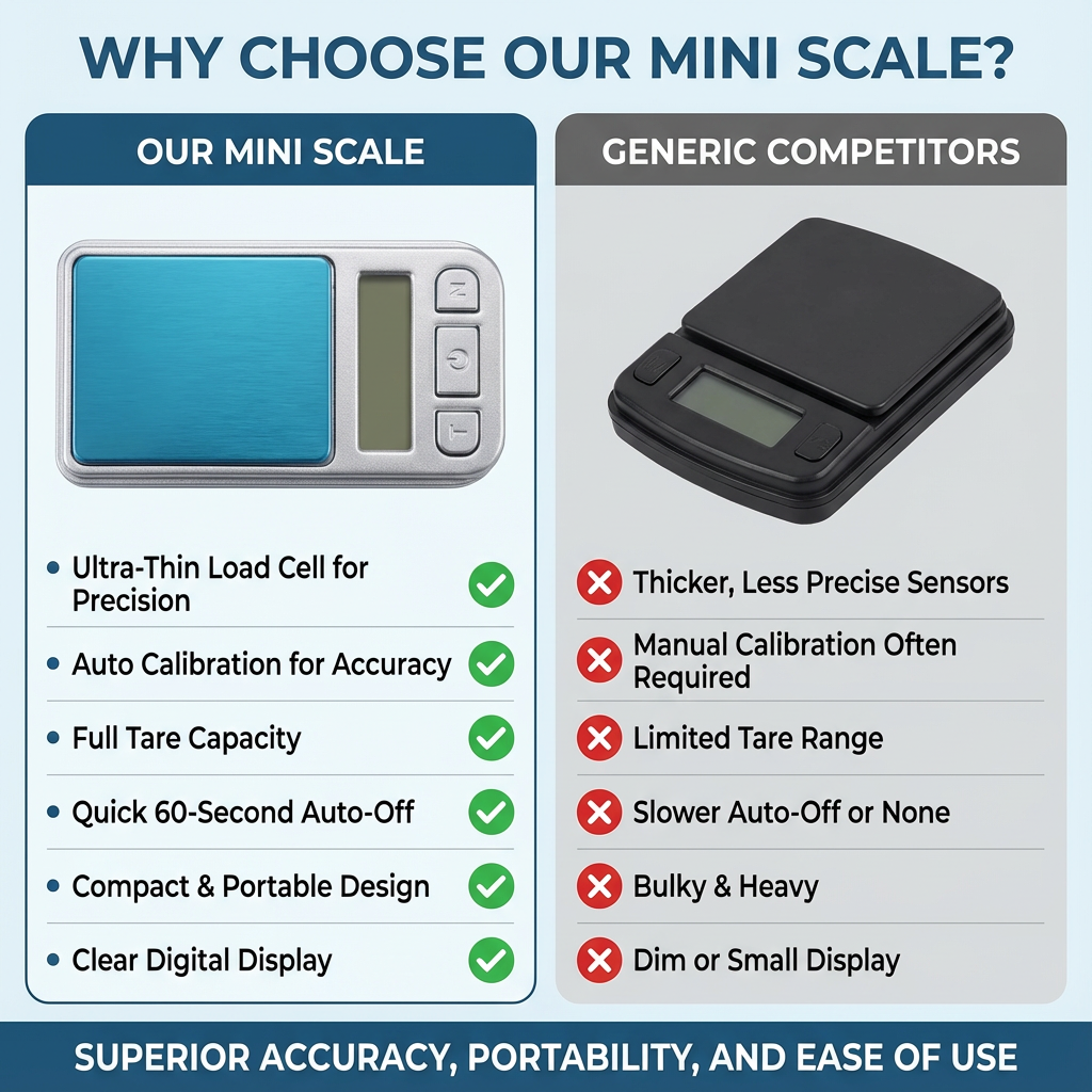 Mini Digital Pocket Scale with LCD Display – Portable Precision Weighing Scale with Tare Function, Auto Calibration and Stainless Steel Platform