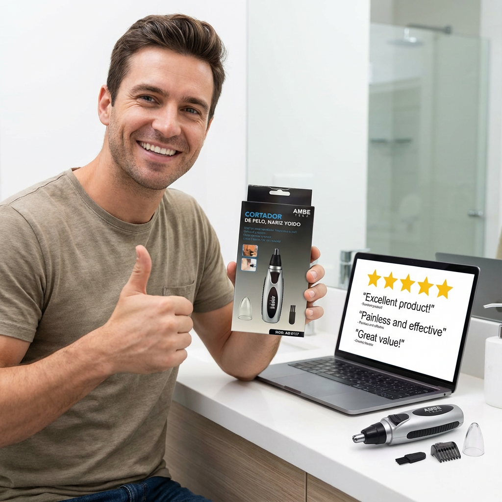 Electric Nose and Ear Hair Trimmer – Portable Precision Facial Hair Grooming Trimmer for Nose, Ears and Eyebrows with Stainless Steel Blade