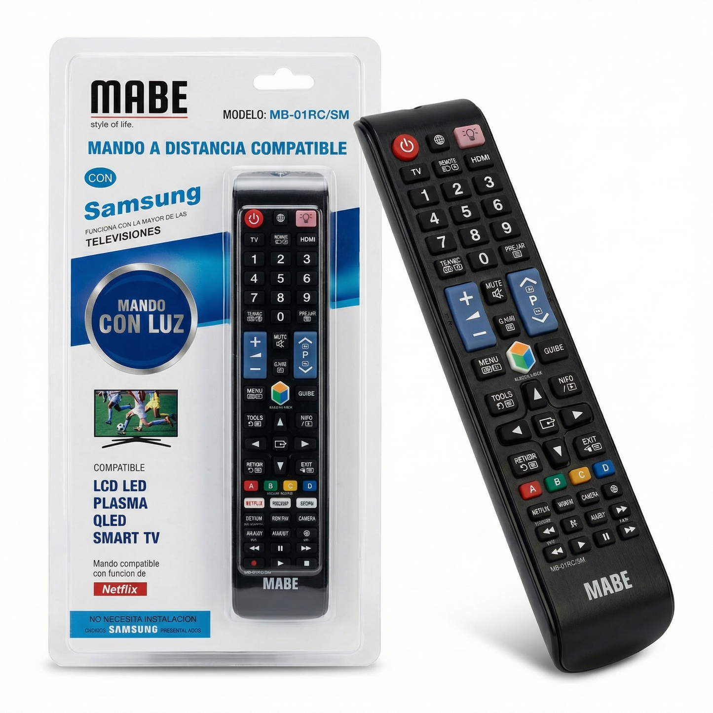 Universal Replacement Remote Control Compatible with Samsung Smart TVs – Backlit Remote for LCD, LED, QLED, Plasma and Smart TVs with Netflix Shortcut