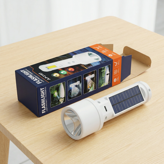 Solar Rechargeable LED Flashlight with COB Side Work Light, Portable Outdoor Torch with USB-C Charging, Multi-Mode Emergency Flashlight for Camping, Hiking, Power Outages and Outdoor Activities