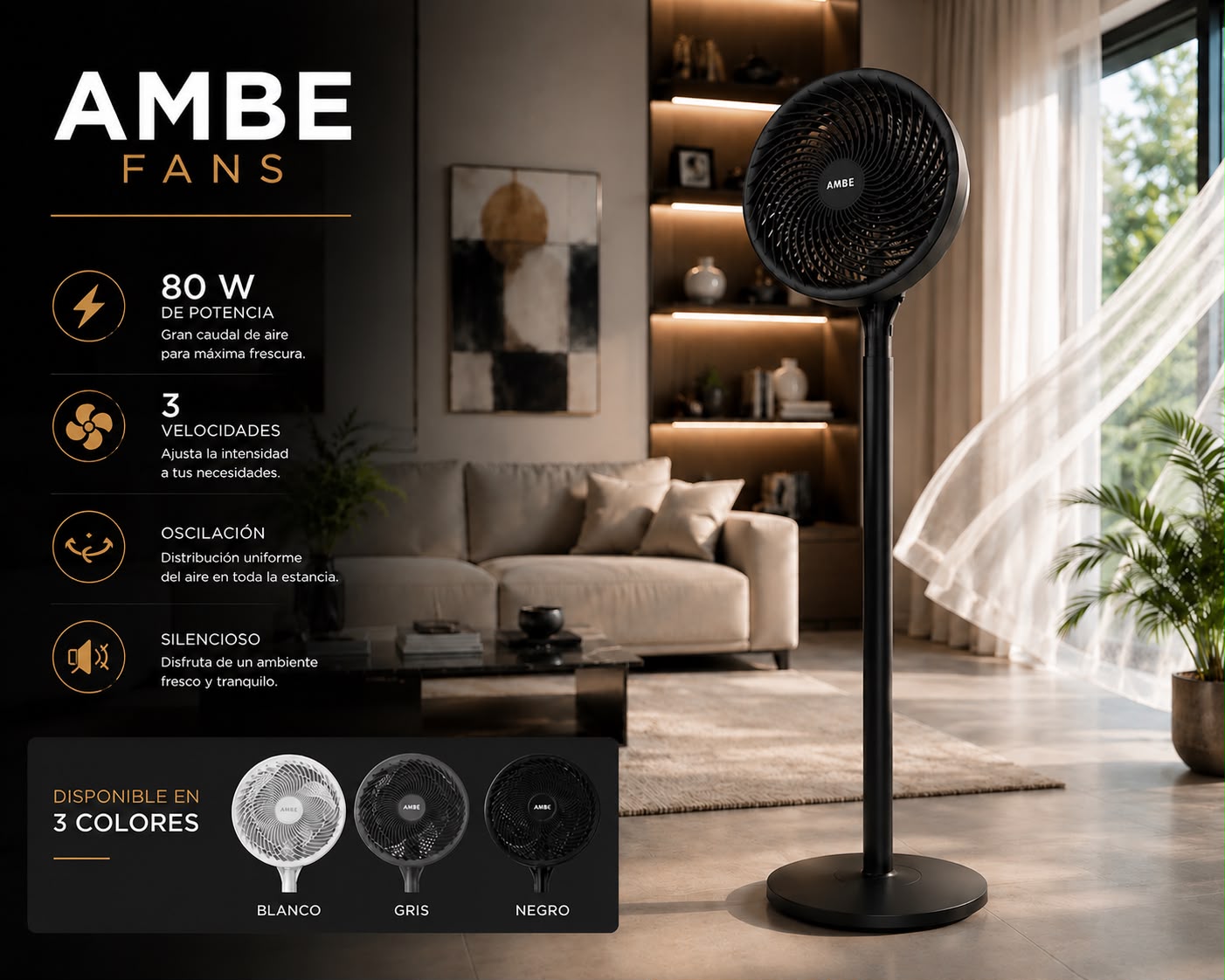 VENTILADOR DE PIE AMBE 80W
