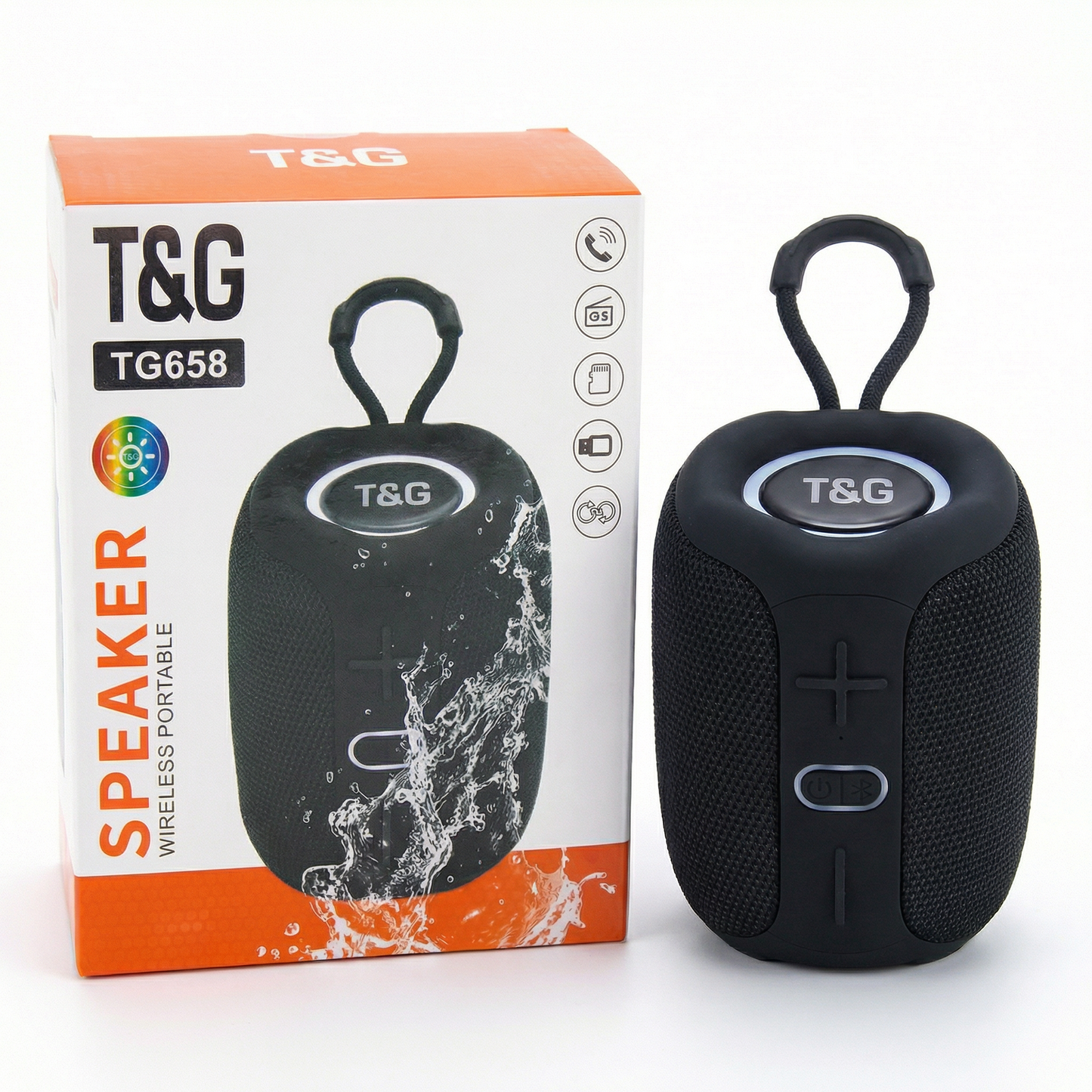Portable Waterproof Wireless Bluetooth Speaker with TWS Pairing – Rechargeable Splashproof Outdoor Speaker, TF Card & FM Radio Support