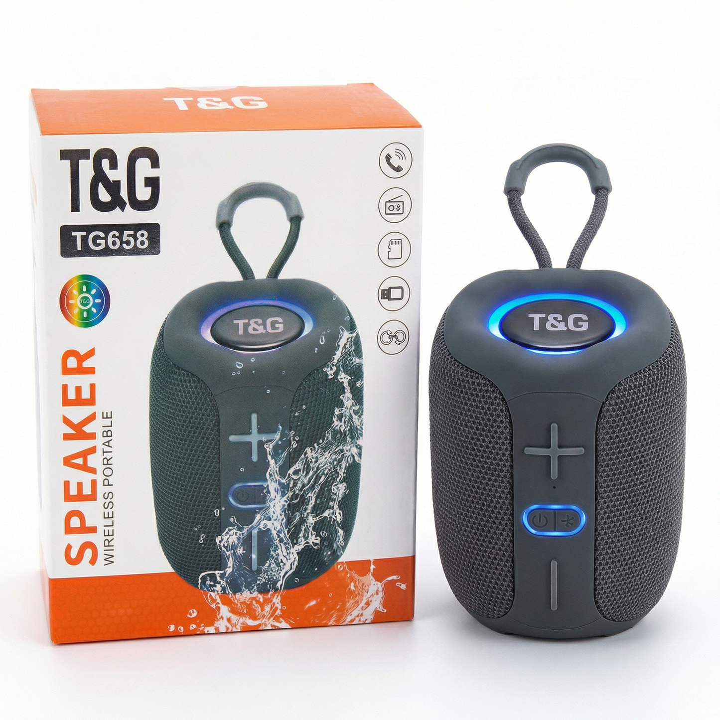 Portable Waterproof Wireless Bluetooth Speaker with TWS Pairing – Rechargeable Splashproof Outdoor Speaker, TF Card & FM Radio Support