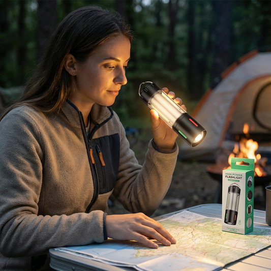 Rechargeable LED Camping Flashlight Lantern with 600 Lumens, USB-C Charging Portable Outdoor Light with 3 Lighting Modes, Waterproof Emergency Torch for Camping, Hiking, Power Outages and Outdoor Use