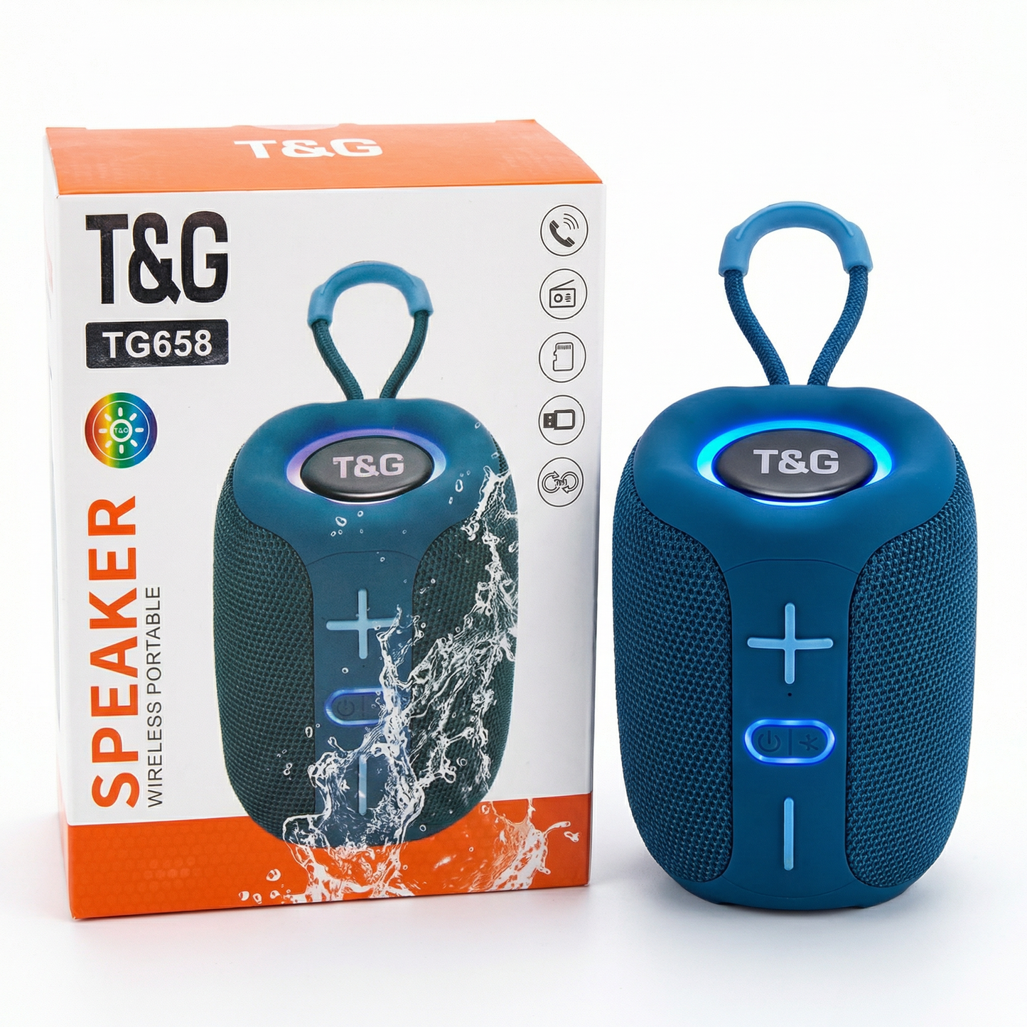 Portable Waterproof Wireless Bluetooth Speaker with TWS Pairing – Rechargeable Splashproof Outdoor Speaker, TF Card & FM Radio Support