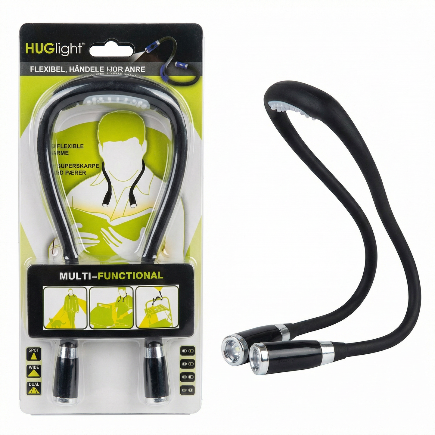 Flexible Neck LED Reading Light with Dual Adjustable Lamps, Hands-Free Neck Light for Reading, Crafting, Repair Work, Camping and Night Activities, Battery Powered Portable Book Light