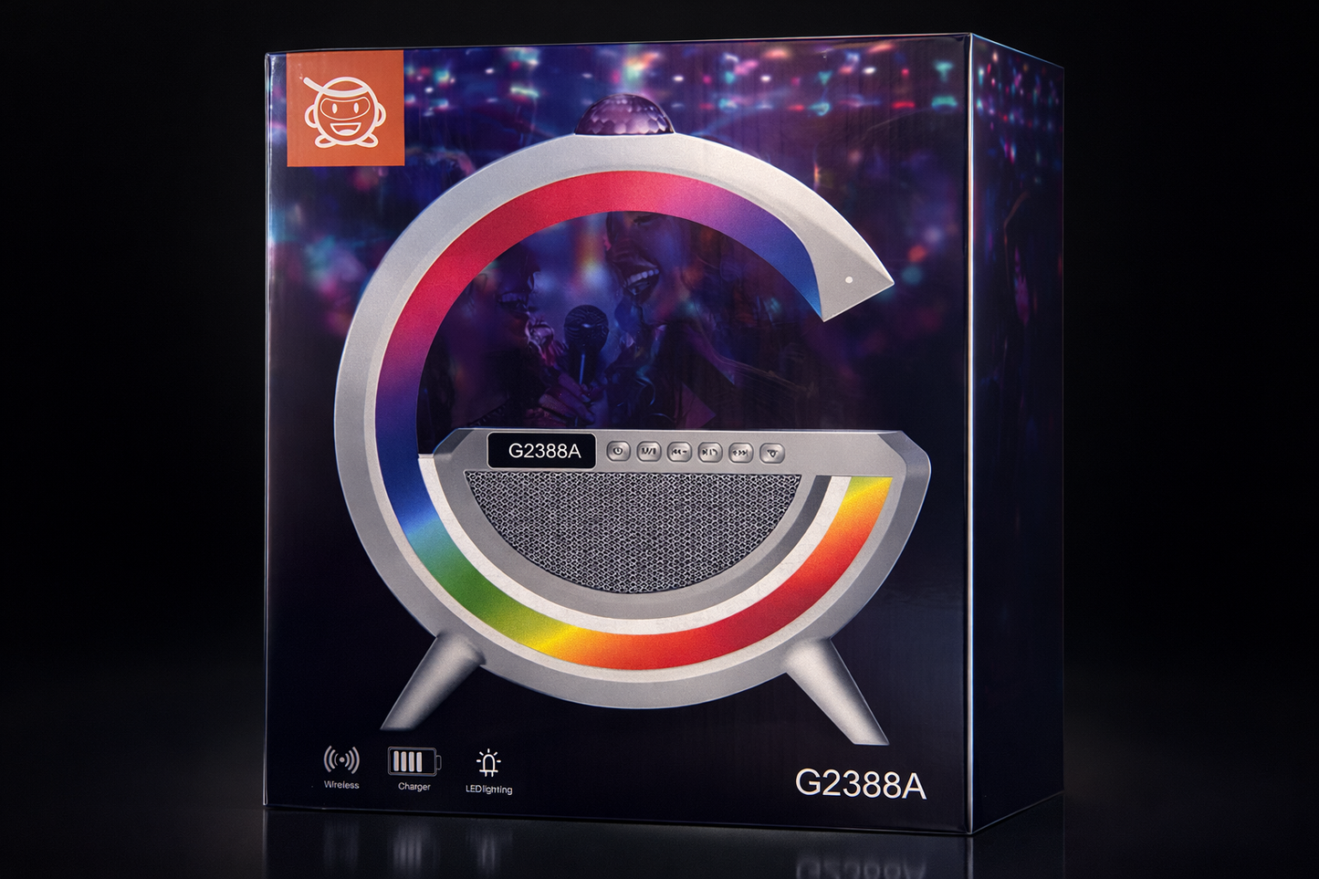 360° Laser Party Speaker with RGB LED Ring – Wireless Bluetooth Speaker, Colorful Light Show, Rechargeable 5V Powered Portable Sound System