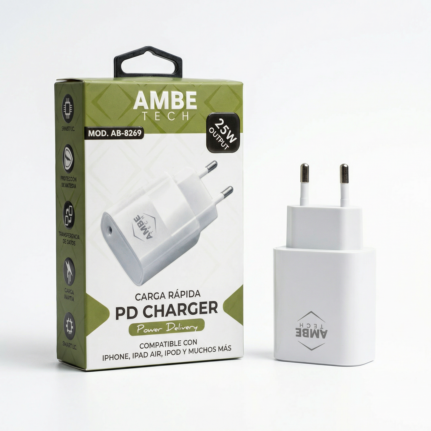 25W PD Fast Charging Wall Adapter – USB-C Power Delivery Charger with Smart IC Protection, Compact Travel Power Plug