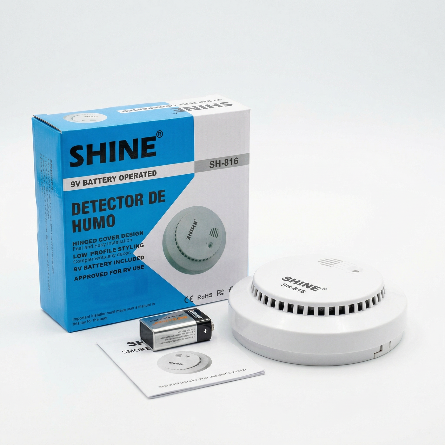 Battery Operated Smoke Detector with Loud Alarm and Test Button, 9V Battery Powered Fire Smoke Alarm for Home, Kitchen, Office, RV and Apartment Safety Protection