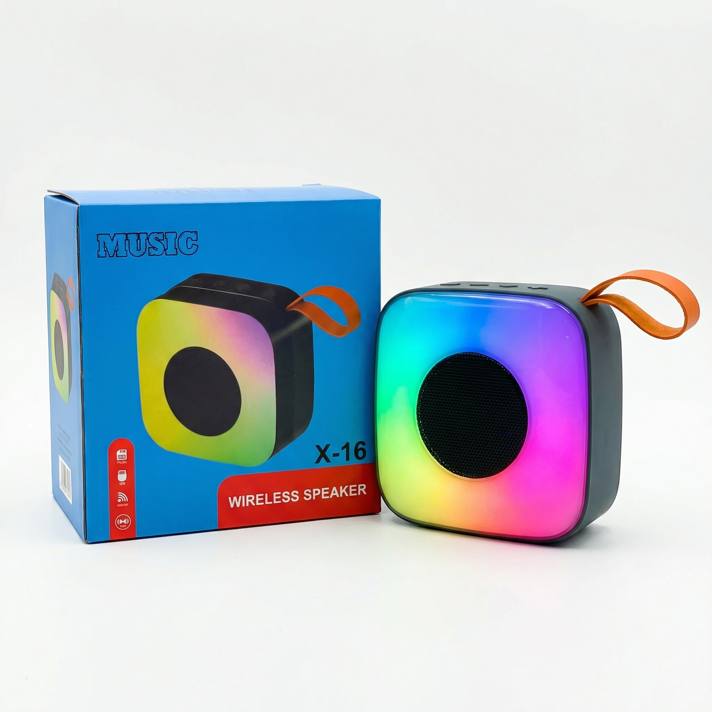 Portable Wireless Bluetooth Speaker with RGB LED Lights – 5W Mini Speaker, Movie & Music Modes, Rechargeable Compact Design with Carry Strap