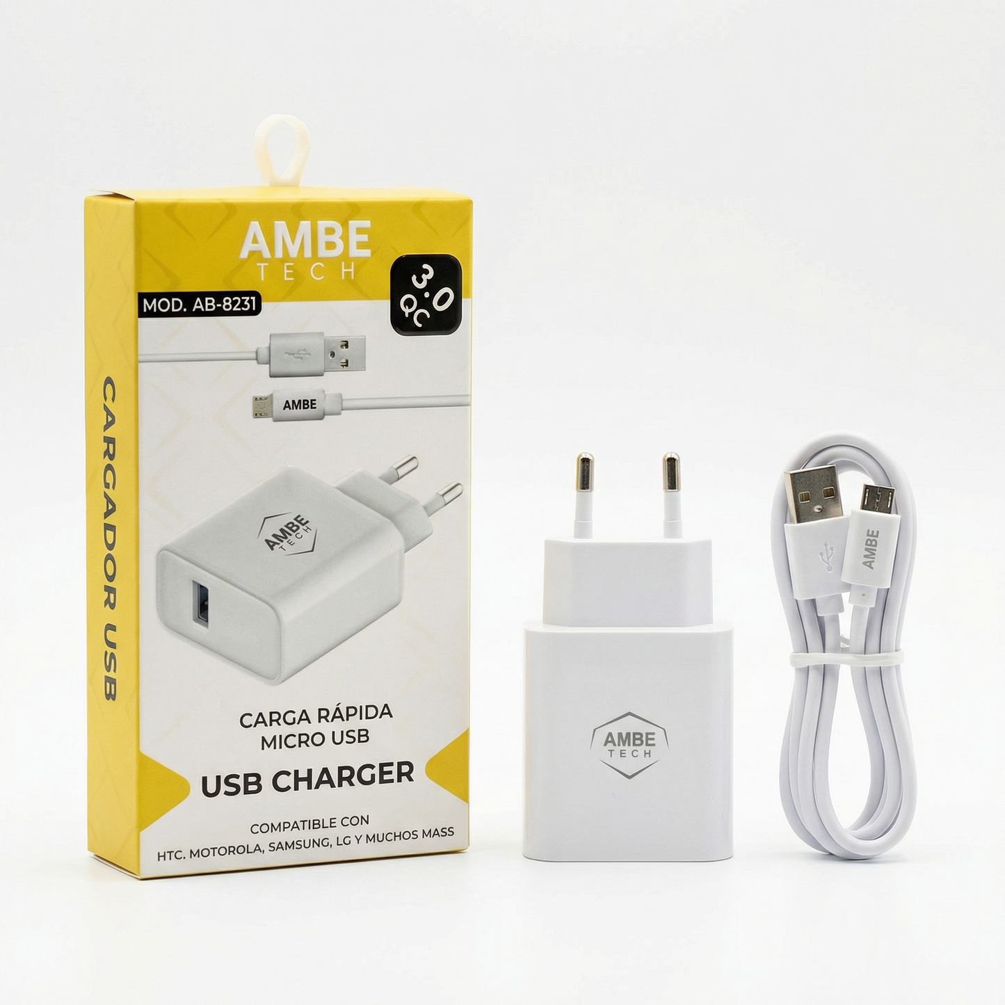 18W Fast Charging Wall Adapter with Micro USB Cable – Quick Charge 3.0 USB Power Plug, 1 Meter Micro USB Cable Included, Compact Travel Charger with Smart Protection