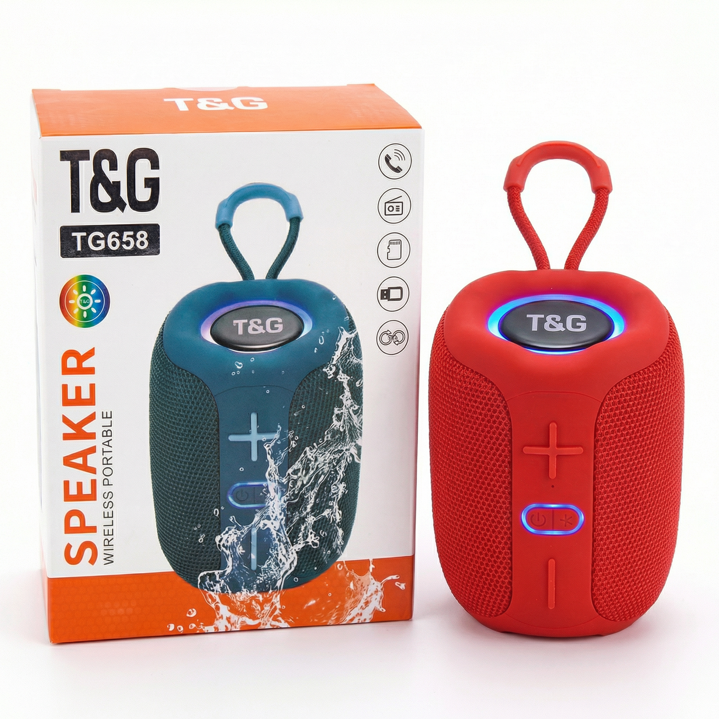 Portable Waterproof Wireless Bluetooth Speaker with TWS Pairing – Rechargeable Splashproof Outdoor Speaker, TF Card & FM Radio Support